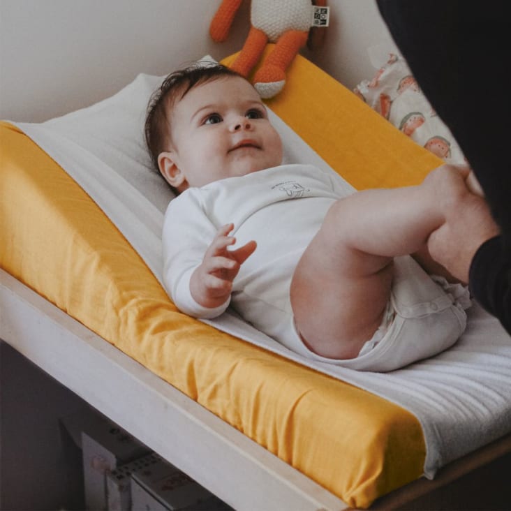 Housse matelas bébé avec serviette éponge amovible jaune SOFALANGE