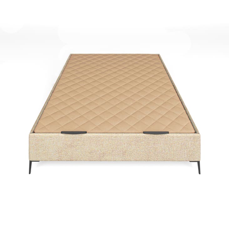 Base de madera estilo nórdica tapizada en tejido beige 135x190