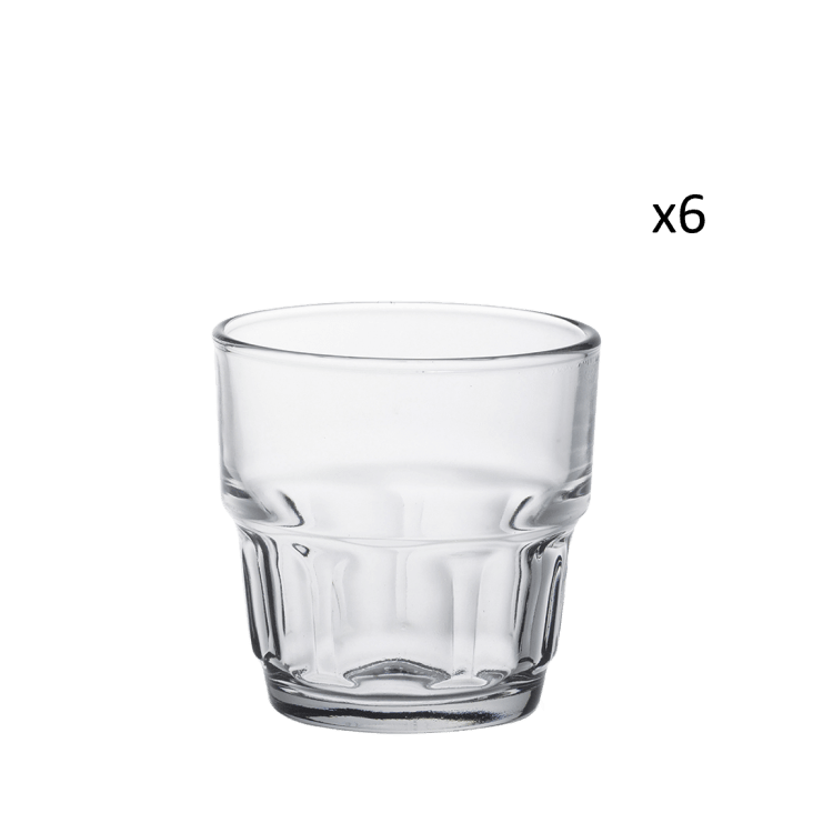 Set da 6 - Bicchiere impilabili trasparenti in vetro resistente 16 cl Lola