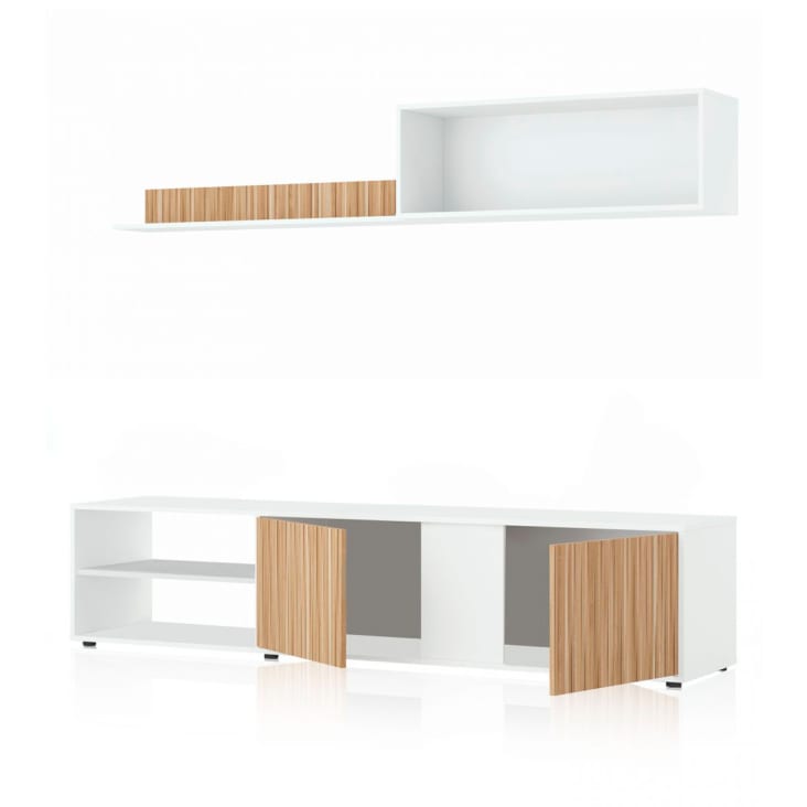 Mueble salón completo 4 módulos en color krenata y blanco BOSCO