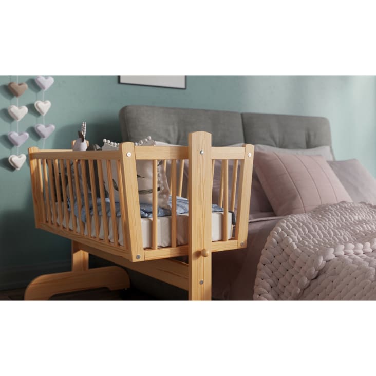 Berceau B b En Bois Naturel 90x40 Cm Matelas Inclus Emilie 