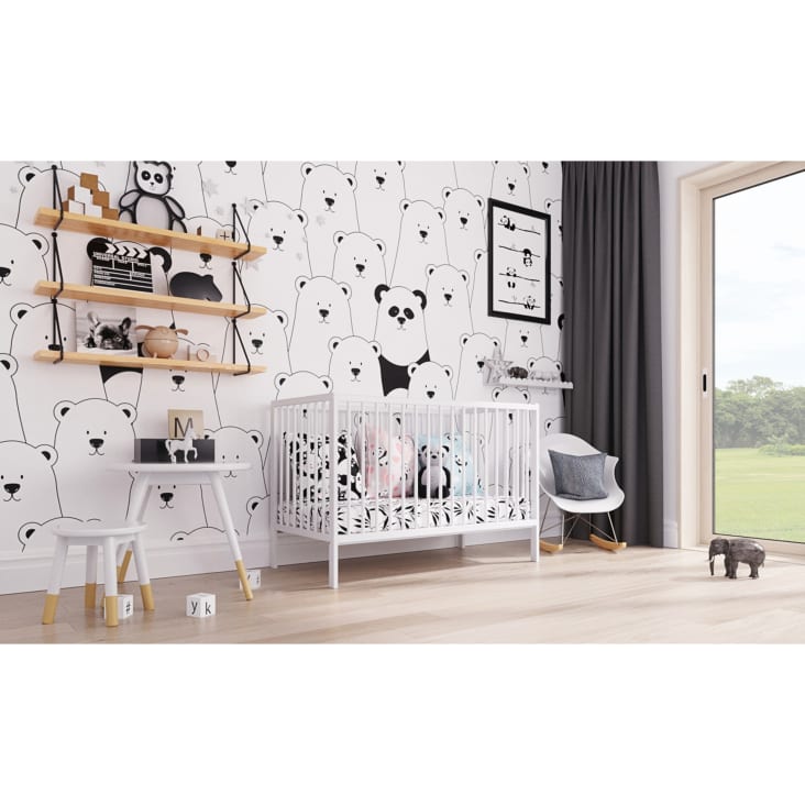 Lit bébé évolutif  en bois blanc - 120x60 cm-Anna cropped-4