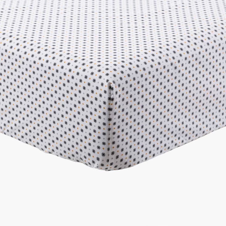 Drap housse imprimé pour enfant en pur coton 90 x 190 cm Rose - Maison