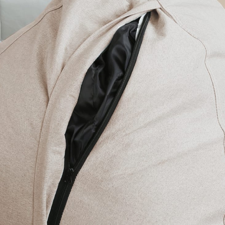 Pouf Onda In Ecopelle Beige - Poltrona Con Schienale Imbottito, Seduta Rigida E Sfoderabile - Foto 9