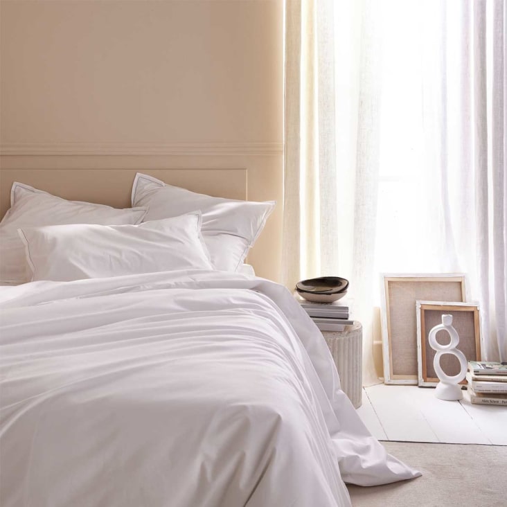 Parure de lit uni en coton blanc 240x220-Mont-blanc