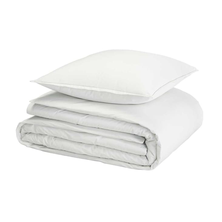 Parure de lit uni en coton blanc 240x220-Mont-blanc cropped-2
