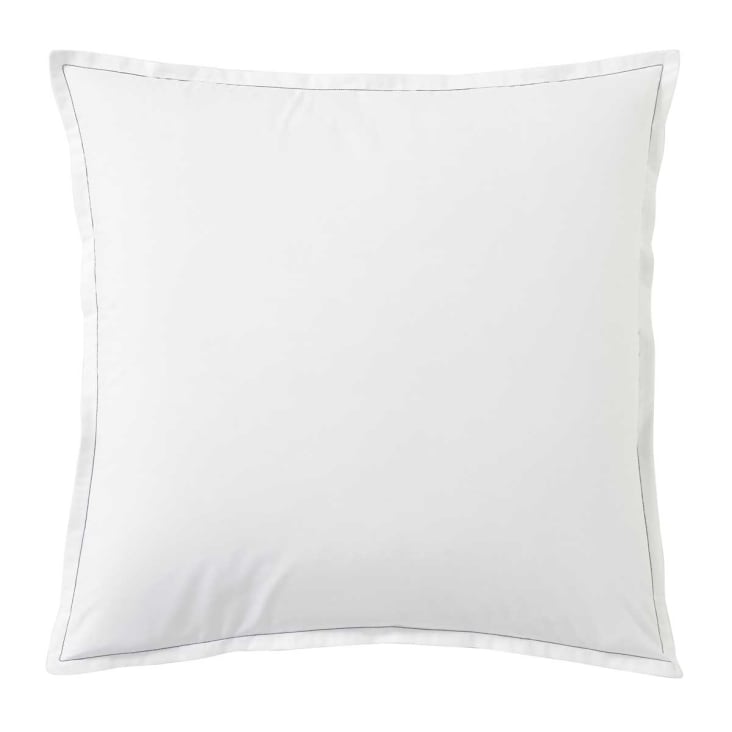 Parure de lit uni en coton blanc 240x220-Mont-blanc cropped-3