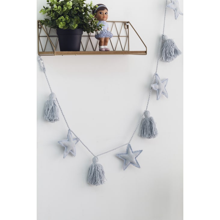 Girlande für Kinder aus Baumwolle 150 cm - Blau-Stars cropped-5