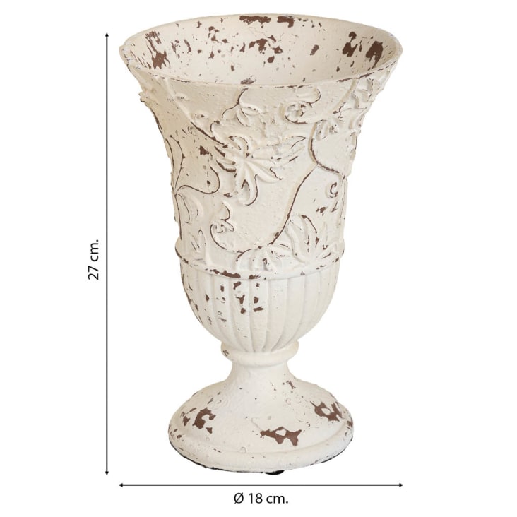 Jarrón redondo de cerámica blanco Antique