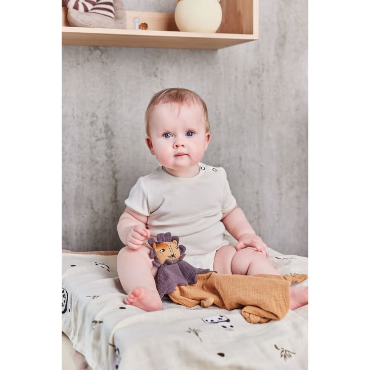 Langes bébé en coton bio écru, marron et gris (x3) MIMIZAN