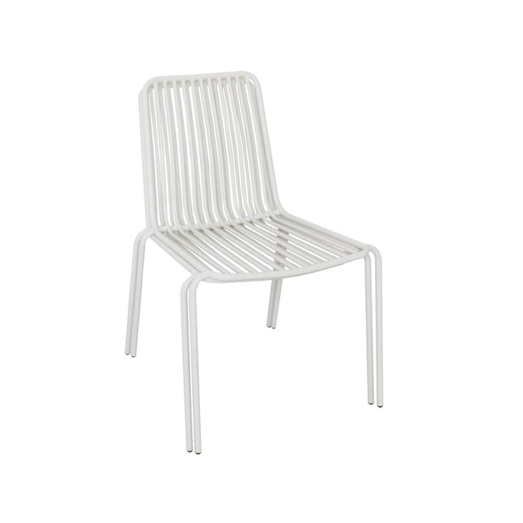 2er Set stapelbare Gartenstühle aus Stahl, Weiß Florida chaises