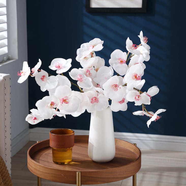 Orchidée Artificielle Avec Vase, Orchidée Blanche, Bonsaï, Orchidée Phalaenopsis Pour Décoration