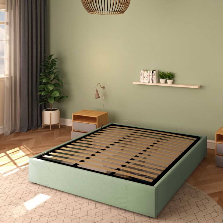 Letto Contenitore 160x200cm Cloe Tessuto, Verde Menta CLOE TESSUTO