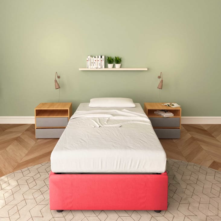 Letto Contenitore 90x200cm Cloe Tessuto, Rosso CLOE TESSUTO