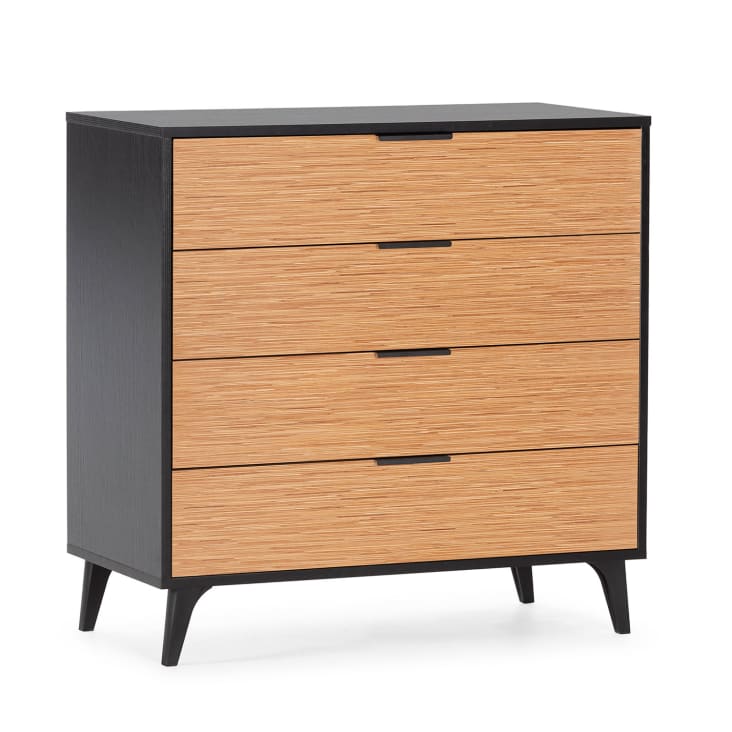 Cómoda Art Déco Antigua De Madera De Raíz – 3 Cajones, 67 Cm, Alto Brillo, Estilo Vintage
