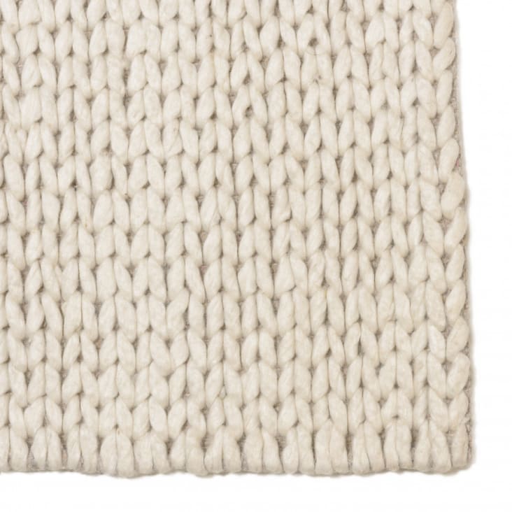 Tapis rectangulaire 200x290cm en laine tissée couleur écru-Quentin cropped-2