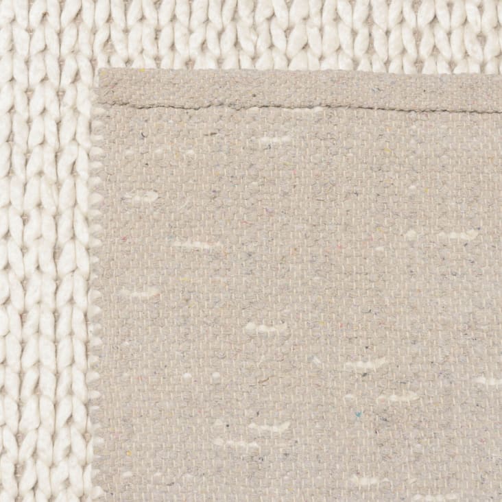 Tapis rectangulaire 200x290cm en laine tissée couleur écru-Quentin cropped-5