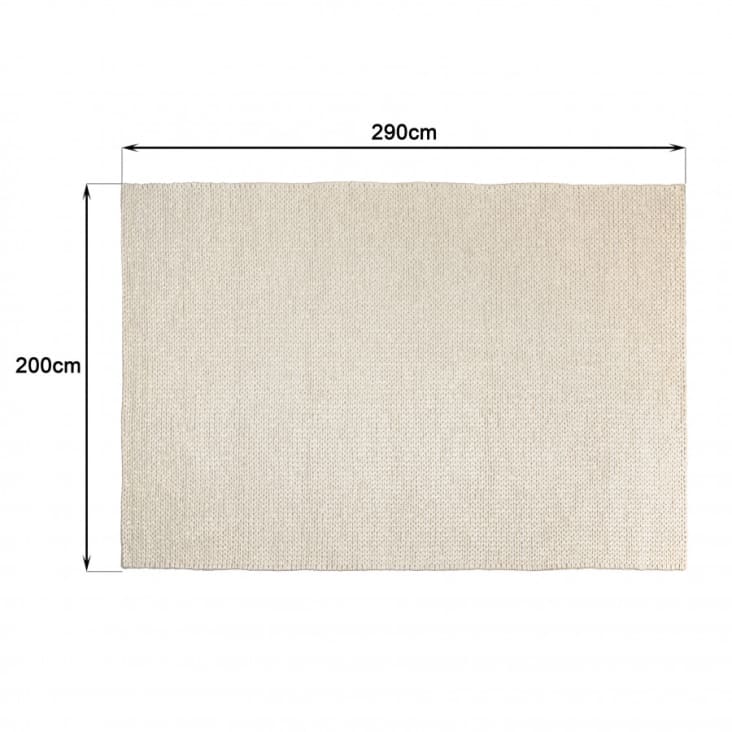 Tapis rectangulaire 200x290cm en laine tissée couleur écru-Quentin cropped-8