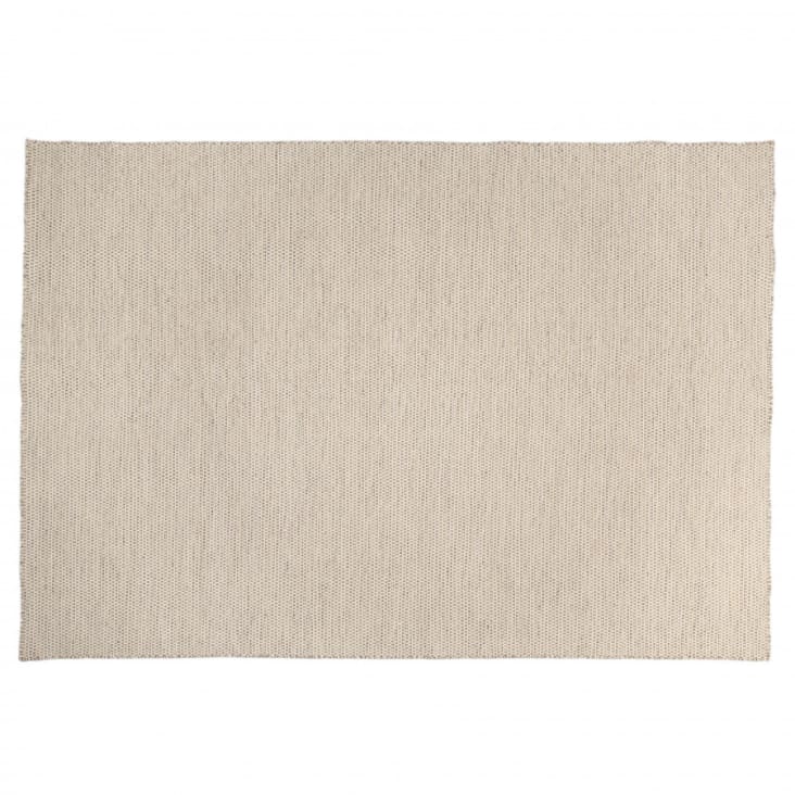 Tapis rect. 200x290cm laine tissée couleur blanc/marron chiné-Quentin