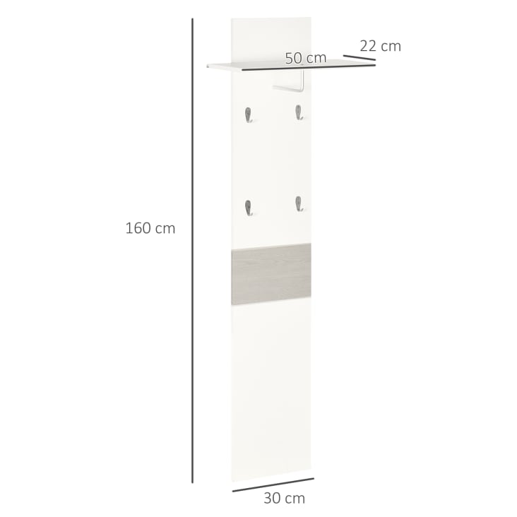 Perchero de pared blanco 50 x 23.5 x 60 cm