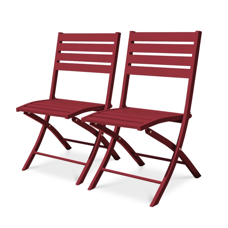 Lot de 2 chaises de jardin en aluminium rouge carmin-Marius