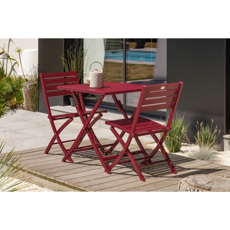 Lot de 2 chaises de jardin en aluminium rouge carmin-Marius cropped-2