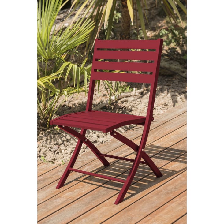 Lot de 2 chaises de jardin en aluminium rouge carmin-Marius cropped-5