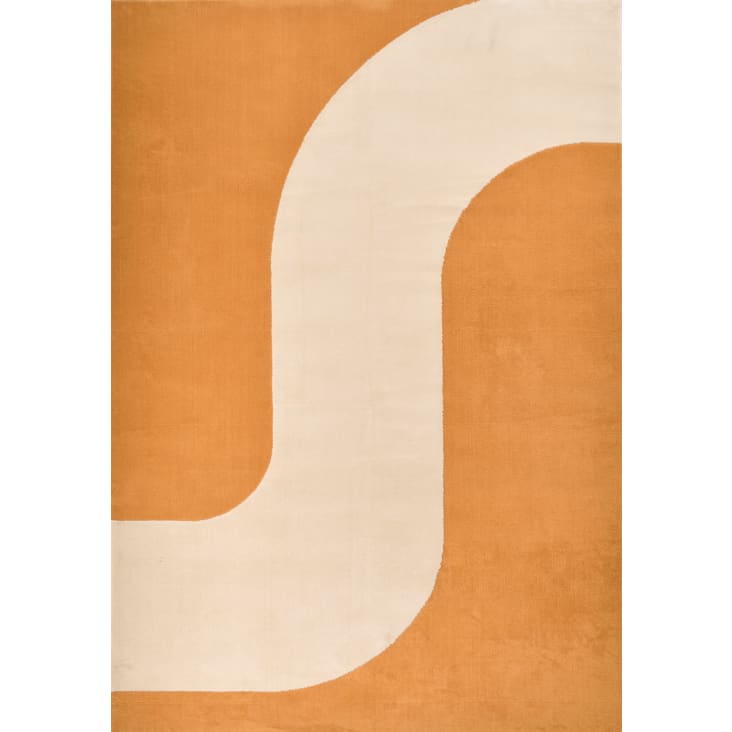 Teppich mit Maisons | Nely du Monde kurzem und - Wellenmuster Ocker - 80x150 cm Flor