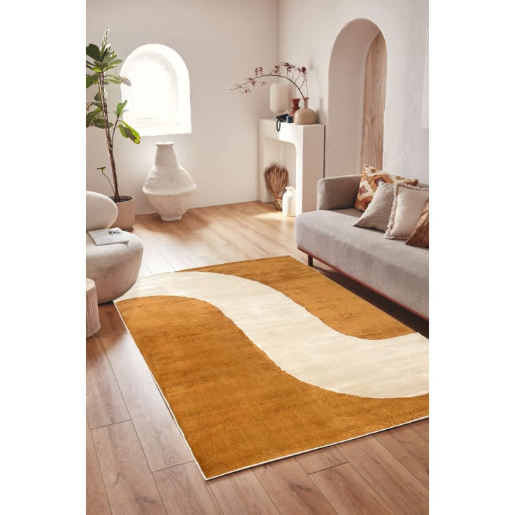 Teppich mit kurzem Flor Nely Monde Ocker cm - | du - Wellenmuster Maisons 80x150 und