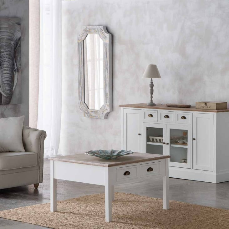 Specchio Rettangolare Da Parete. Cornice Specchio In Rilievo 120 X 77 X 35 Cm B1234