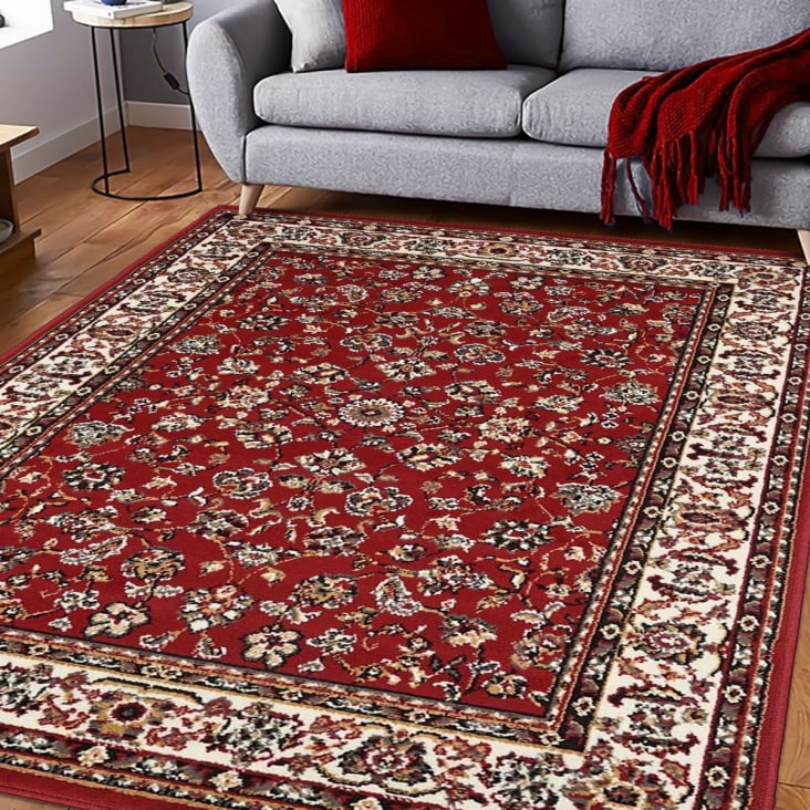 Alfombra oriental ideal para recibidor, roja 140x200