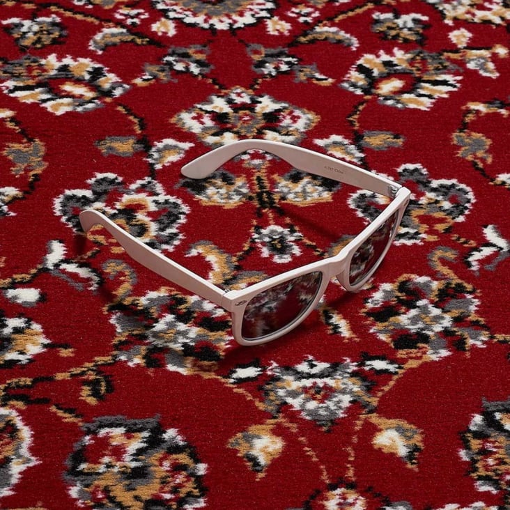 Alfombra oriental ideal para recibidor, roja 140x200