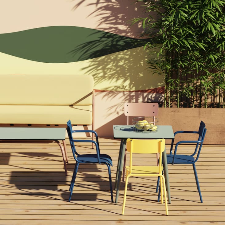 Chaise de jardin en métal jaune citron unie-Sun cropped-4