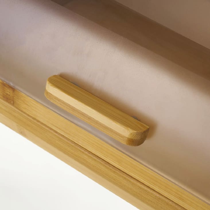 Boîte à Pain En Bambou APACALI 40x24x20cm - Porte Magnétique Transparente - Rangement Pain Frais