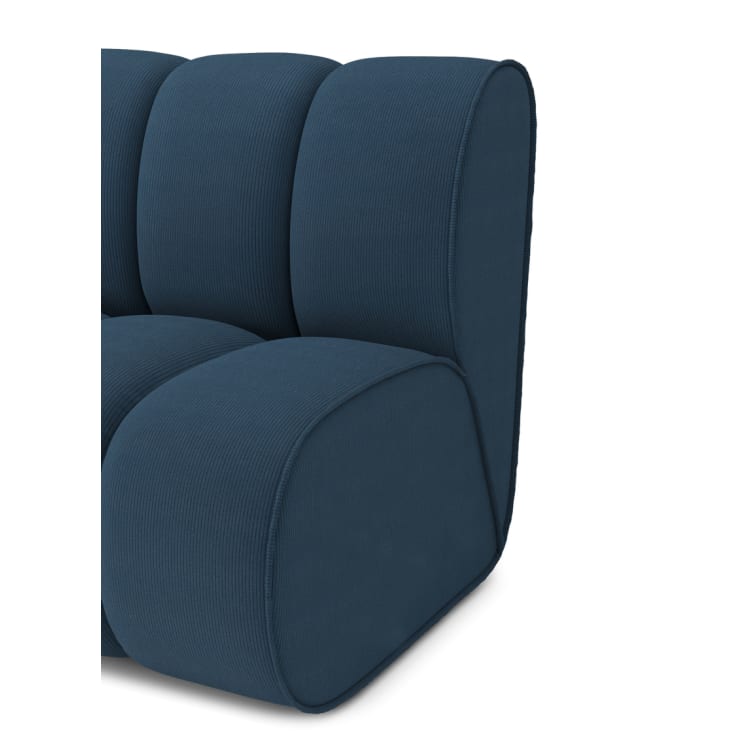 Canapé d'angle en velours côtelé 8 places bleu paon-Leonie cropped-5