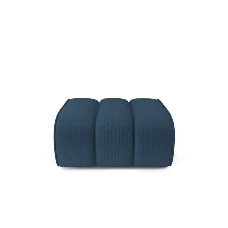 Canapé d'angle en velours côtelé 8 places bleu paon-Leonie cropped-6
