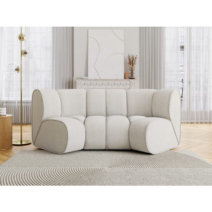 Canapé d'angle en tissu 3 places blanc pur-Leonie cropped-2