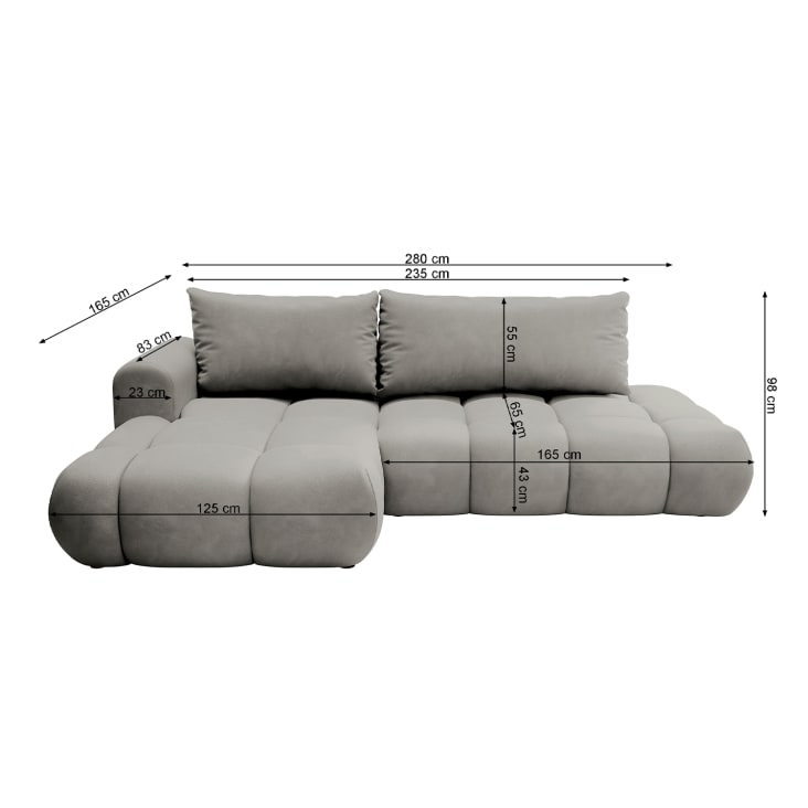Ecksofa mit Schlaffunktion Chenille Bezug in Beige linksseitig OMBO Maisons du Monde