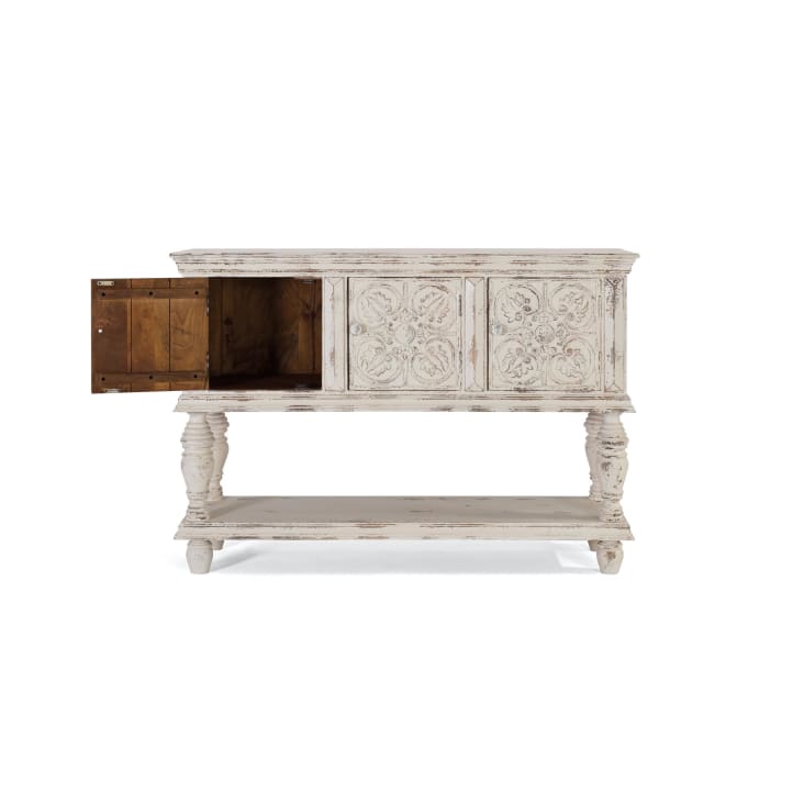 TABLE CONSOLE BOIS VIEILLI BLANCHI