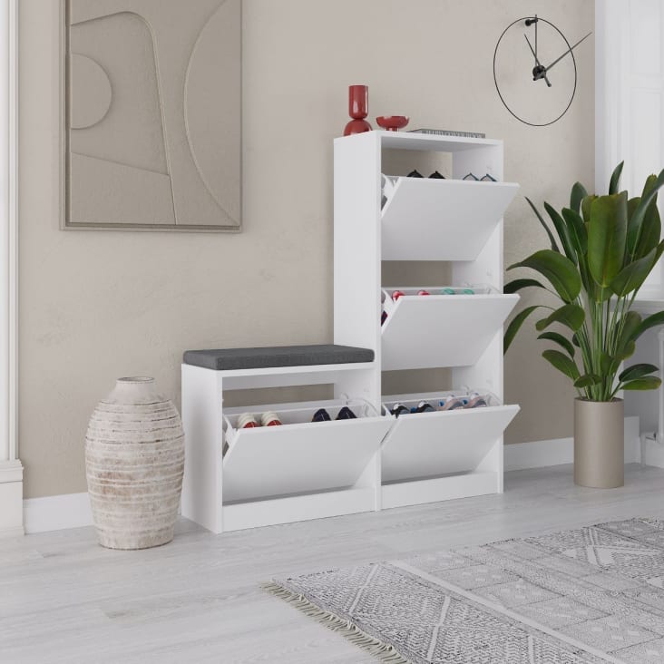Mobile porta scarpe 4 ante L105 cm Bianco Dude Maisons du Monde