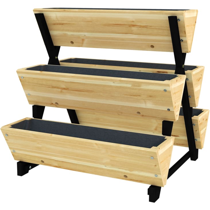 Fioriera Da Esterno A 3 Livelli Outsunny Con Grigliato In Legno - Ideale Per Piante Rampicanti, 95x95x110 Cm - Foto 8