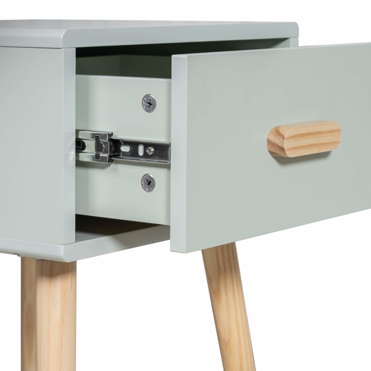Lit Enfant 90x190 Cm Avec Table De Chevet - Barrières De Sécurité, Sommier à Lattes - Pour 3 à 10 Ans, Vert
