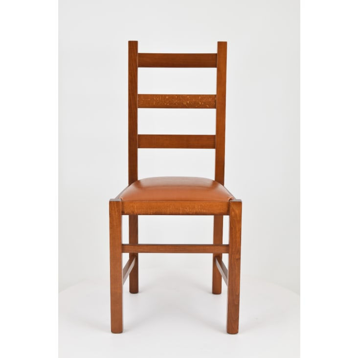 4er Set Stühle aus Buchenholz mit KunstlederSitz, braun Rustica