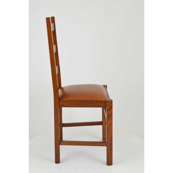 4er Set Stühle aus Buchenholz mit KunstlederSitz, braun Rustica