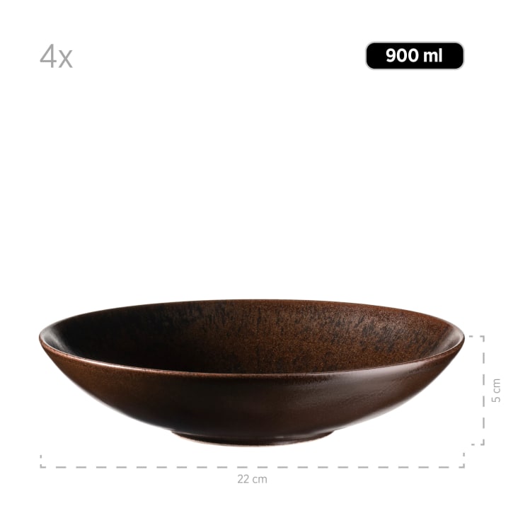 CreaTable Set Stoviglie 12 Pezzi Mandala Gold – Piatti In Gres Nero Con Decorazione Oro, Lavabili In Microonde