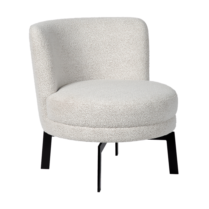 Fauteuil rond en blanc 1 siège coton et viscose Felix | Maisons du Monde
