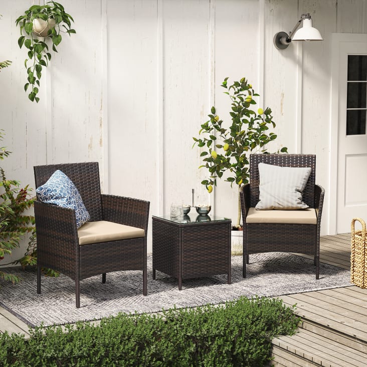 Salon de jardin extérieur table et chaises marron et taupe cropped-3