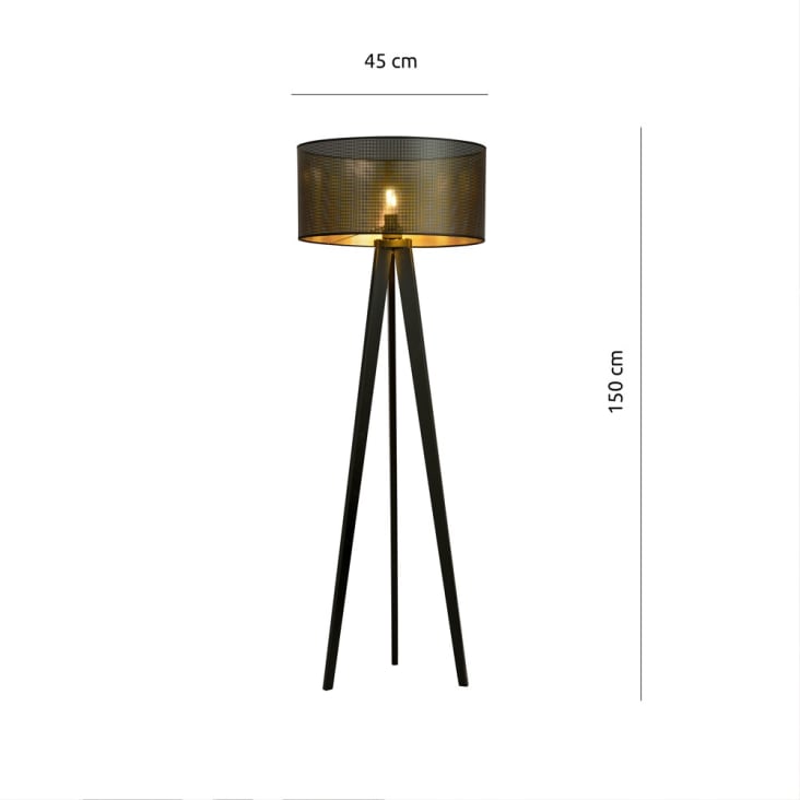 Lampada Da Terra Treppiede Legno Colore Grigio DECO MDL3009 134.5H - Foto 9