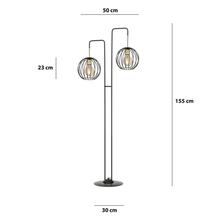 VidaXL Lampada Da Terra Industriale Con 2 Paralumi In Ferro E Base In Ghisa, Colore Nero E Argento, Attacco E27 - 3
