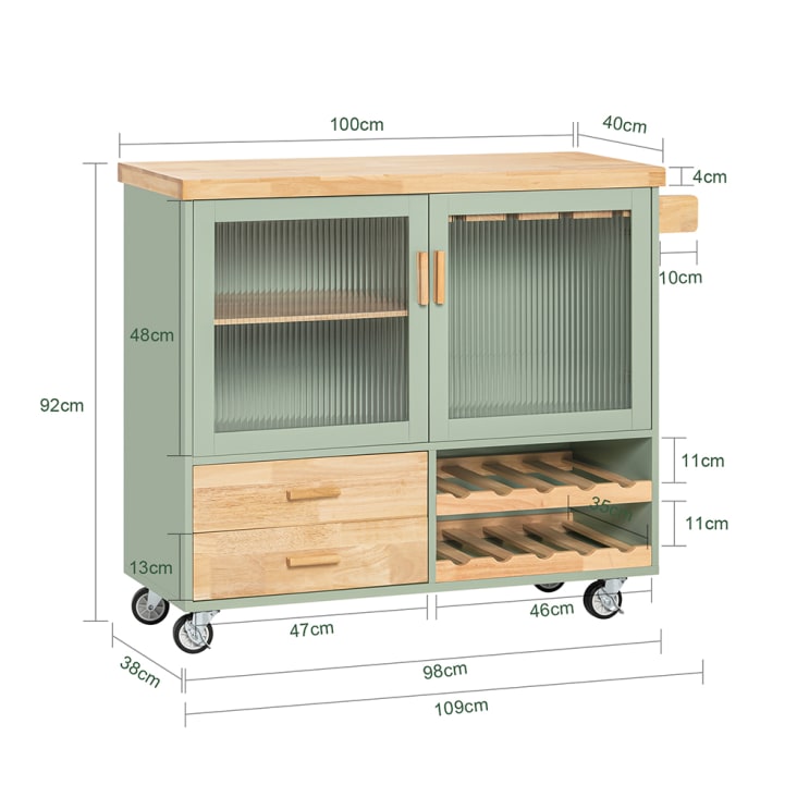 Credenza a 3 ante in legno e canna 120 cm CANGE
